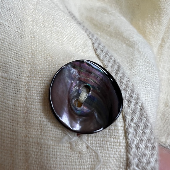 Aly Wear Shirt Jacket 100% Linen Size S Yellow Button Front Boxy Lagenlook USA - Picture 4 of 6